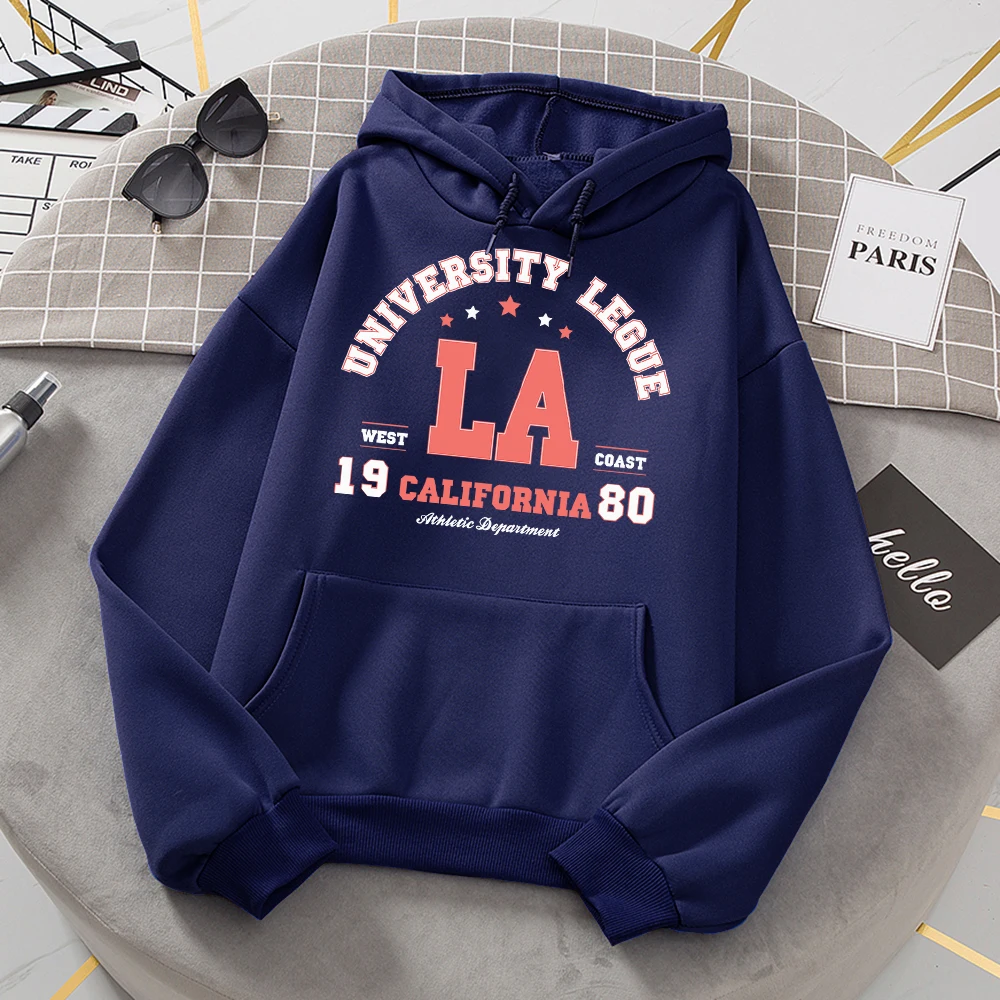 

California West Coast University League 1980 Hoody Womens Autumn Warm Sweatshirt Ssimple Fit Hooded Street Oversized Pullover