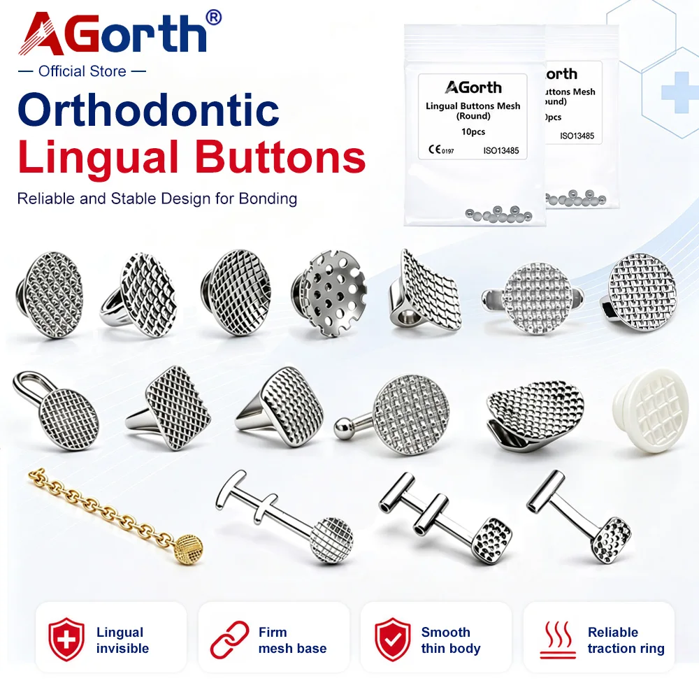 Dental Orthodontic Bondable Lingual Buttons & Eyelets - Set of 10