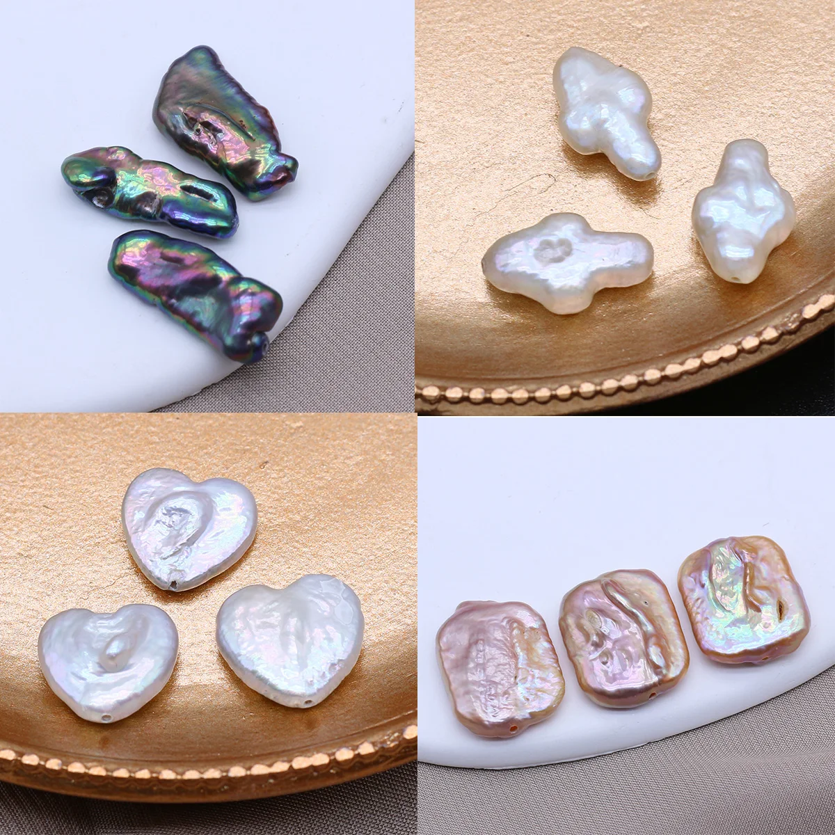 

3Pcs Beads Natural Freshwater Pearl AAA Irregular Baroque Shaped White Black Purple Pearl for DIY Necklace Jewelry Accessories