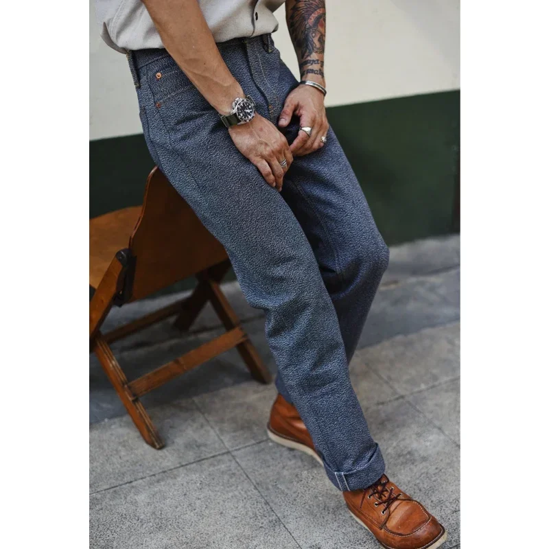 Sauce Zhan  Mens Jeans salt and papper Jeans for Men Sanforized Selvedge Denim Overalls Jeans Straight Fit 15.5 Oz 2