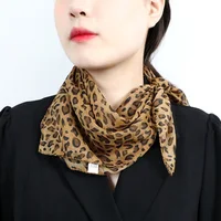 Fashion Leopard Print Square Silk Scarf 60x60cm Summer Thin Chiffon Shade Sunscreen Scarves Neck Guard Woman's Shawl V18 2