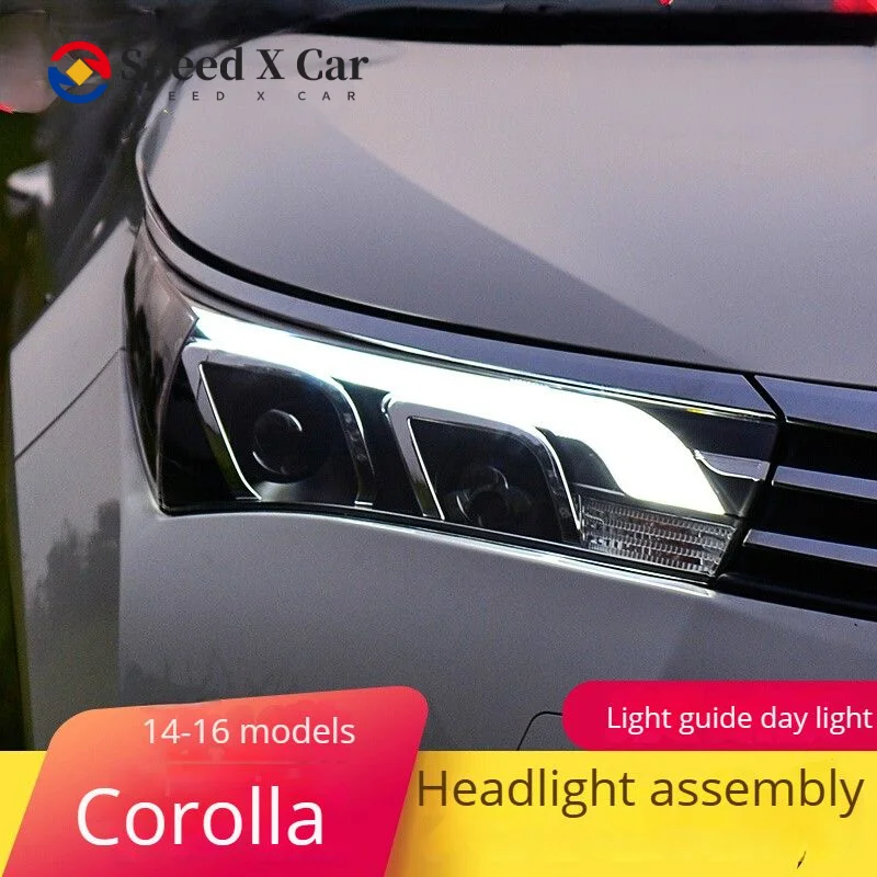 

Speed-x подходит для Toyota Corolla комплект фар 14-16 модифицированные светодиодные дневные ходовые огни с двойными линзами ксеноновые фары