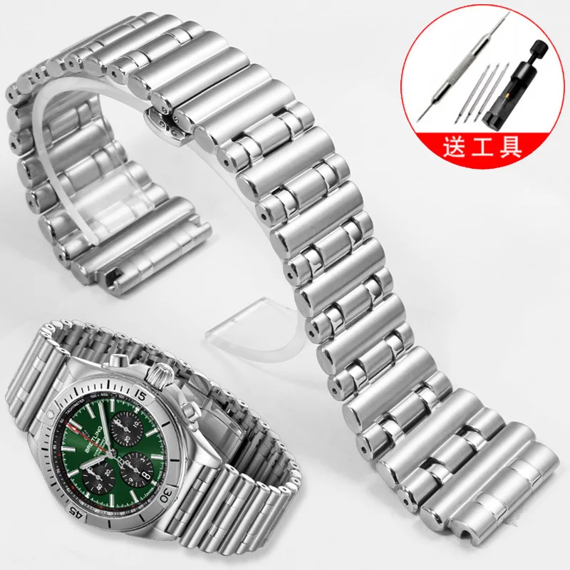 Per Breitling Cinturino Per Orologio In Acciaio Inossidabile Fasatura Meccanica B01 Cinturino Di Precisione Catena Per Orologio Super Ocean Avenger 22