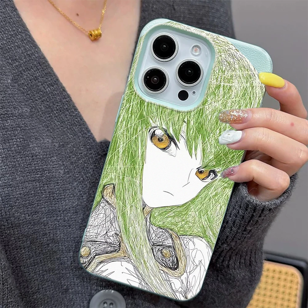 Green-haired anime character phone case