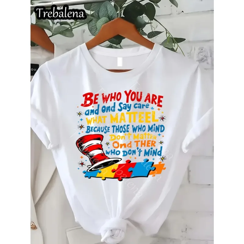 Be Who You Are Say What You Feel Lehrer-T-Shirt, lockere Passform, lässiges Damen-T-Shirt mit Rundhalsausschnitt, modisches Illustrations-T-Shirt – Detail 10