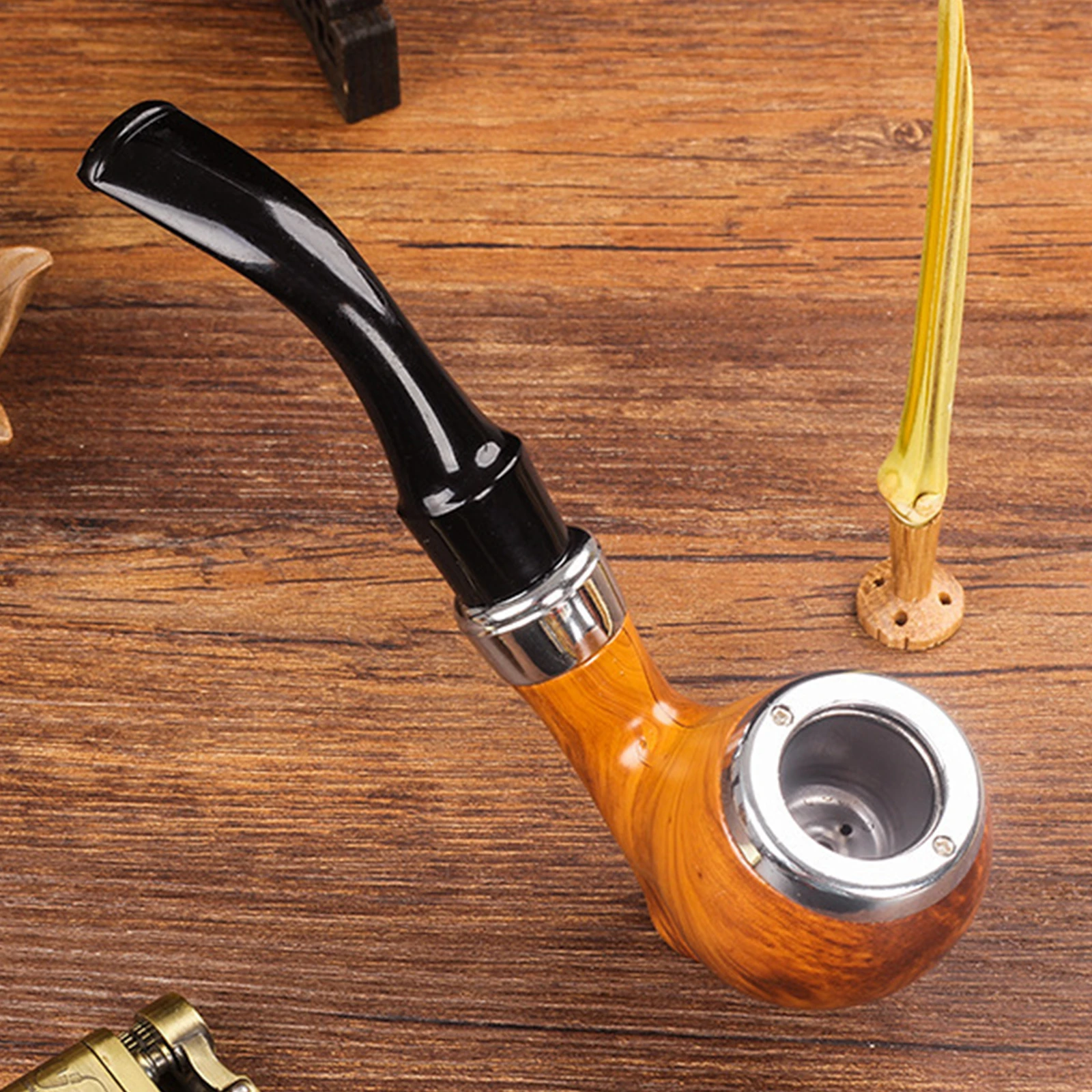 Resin Wooden Tobacco Pipe 1pc Smoke Pipe Elbow Roll Filter Cigarette Holder Herb Grinder Smoking Tool tobacco pipe herb smoking pipe smoking pipe handicraft pipe