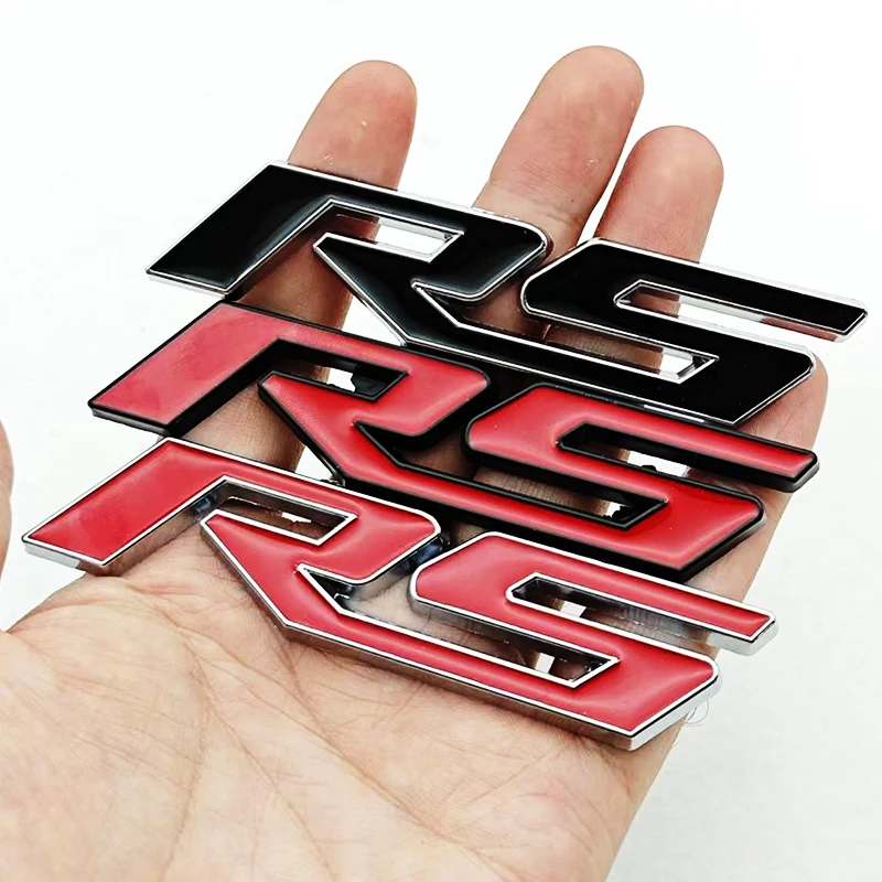 3D 메탈 RS 로고 스티커 프론트 그릴 엠블럼 리어 트렁크 배지 쉐보레 오닉스 블레이저 루미나 카마로 크루즈 몬자 자동차 액세서리