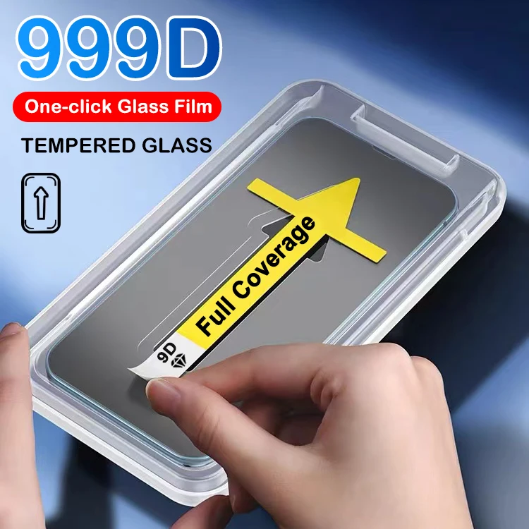 999D One Click installation Full Cover Tempered Flim For iPhone 13 12