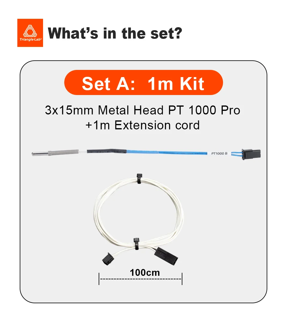 R Trianglelab PT1000 Pro Thermistor-Kartusche Hochtemperatur 450 ° C für Drucker Volcano V6 Hotend Rapido Dragon PEI Carbonfaser – Detail 6