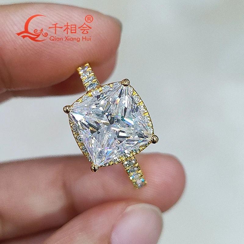 3.5ct 9*9mm square cushion  Ring Band 925 Sterling Silver D Color VVS Round Moissanite Diamond  Jewelry making wedding datting butterfly wolf round square drill diamond painting 30 30cm