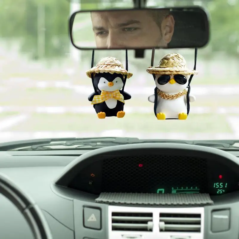 

Car rearview mirror swing penguin pendant Anime Figure Swing penguin Model Decor Gypsum Hangable Ornaments Accessories for cars