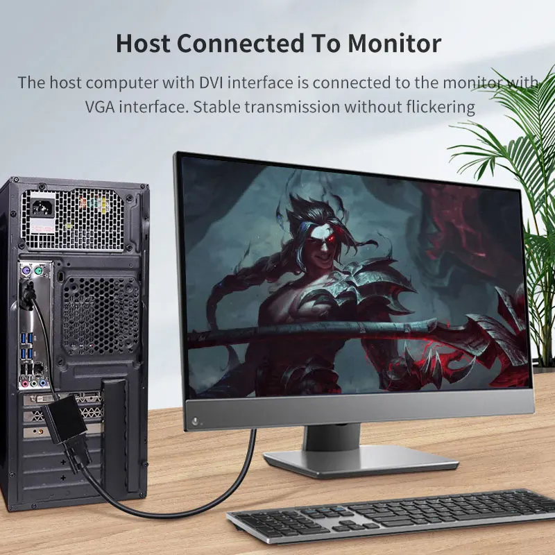 DVI to VGA Adapter DVI-I Male 24+5 pin to VGA Female 1080P Video Graphics Card Converter for HDTV PC Projector
