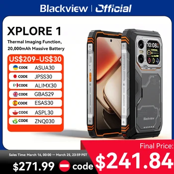 Blackview XPLORE 1 Outdoor Mobile Phone, 5G Waterproof Rugged Smartphone Android 15, 6.78'' 2.4K Display, 16GB+512GB, 20000mAh