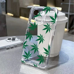 Green Leaf Pattern Soft TPU Phone Case - Stylish Protective Back Cover - iPhone 15 Plus (Style1)