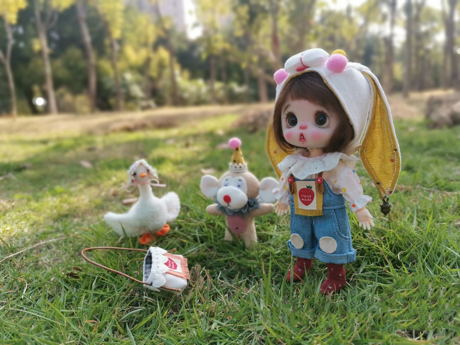 Ob11 Bjd doll clothes Denim strap suit 3