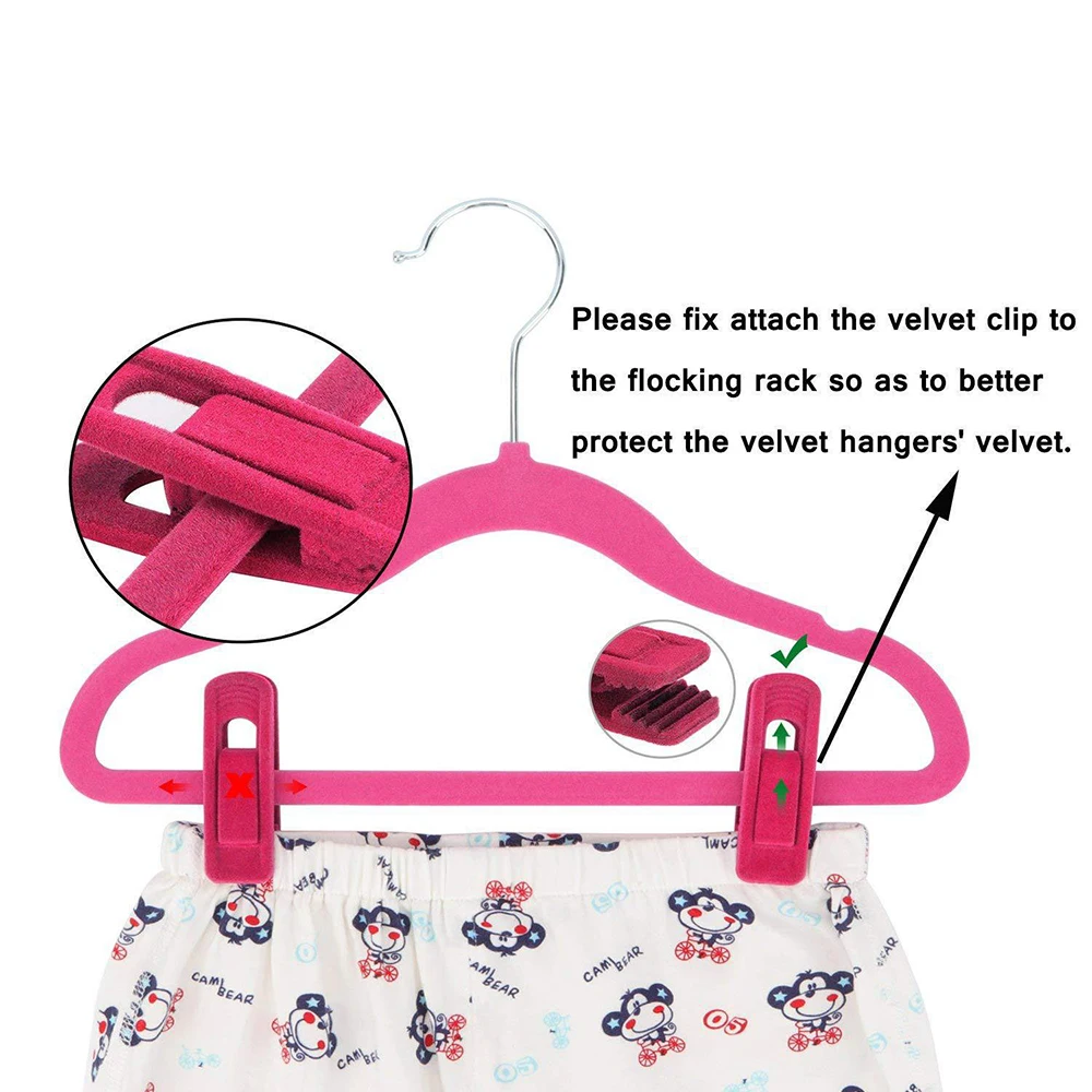20 Pieces Velvet Hangers Clips Strong Finger Flocked Clip Use With Slim-line Clothes Windproof Hook Clothespins