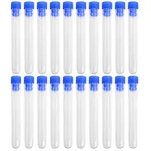 

20pcs 100*12mm Non-Graduated Plastic Test Tubes with Screw (Blue)