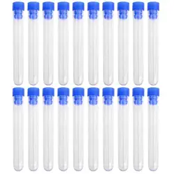20 tubos de teste plásticos não graduados dos pces 100*12mm com parafuso (azul)