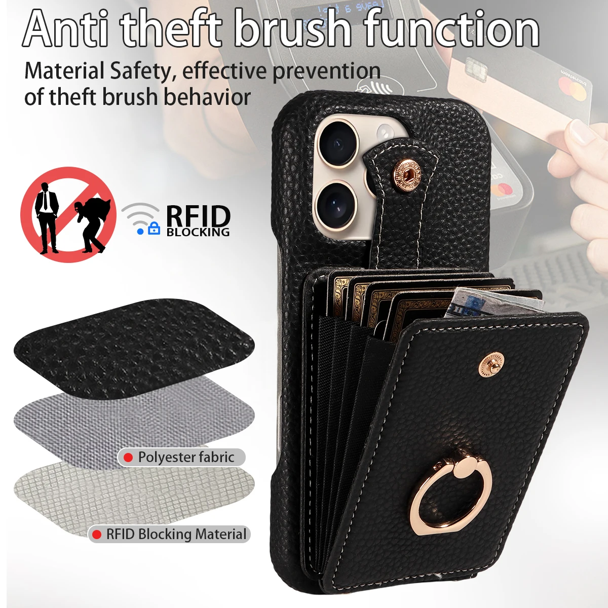 Fashionable Leather Multi-Card Wallet Stand Phone Case - Portable & Multifunctional Protective Cover