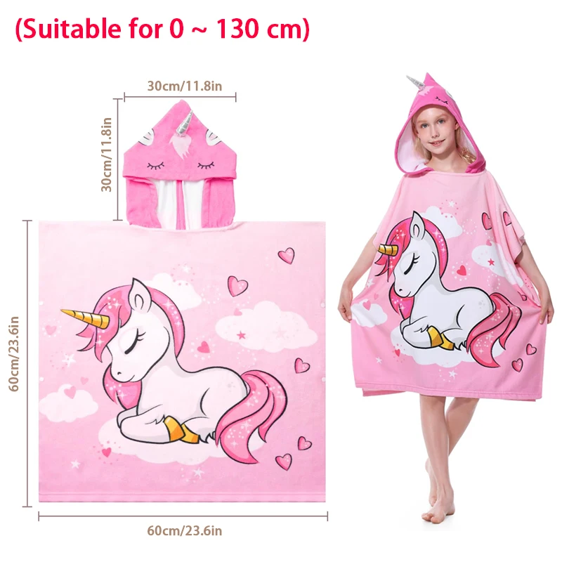 0-5Years Baby Cartoon Bath Child Kid Hooded Cloak Bathrobe Towel Cotton Beach Towel Baby Children Cartoon Bath Towel Robes 2