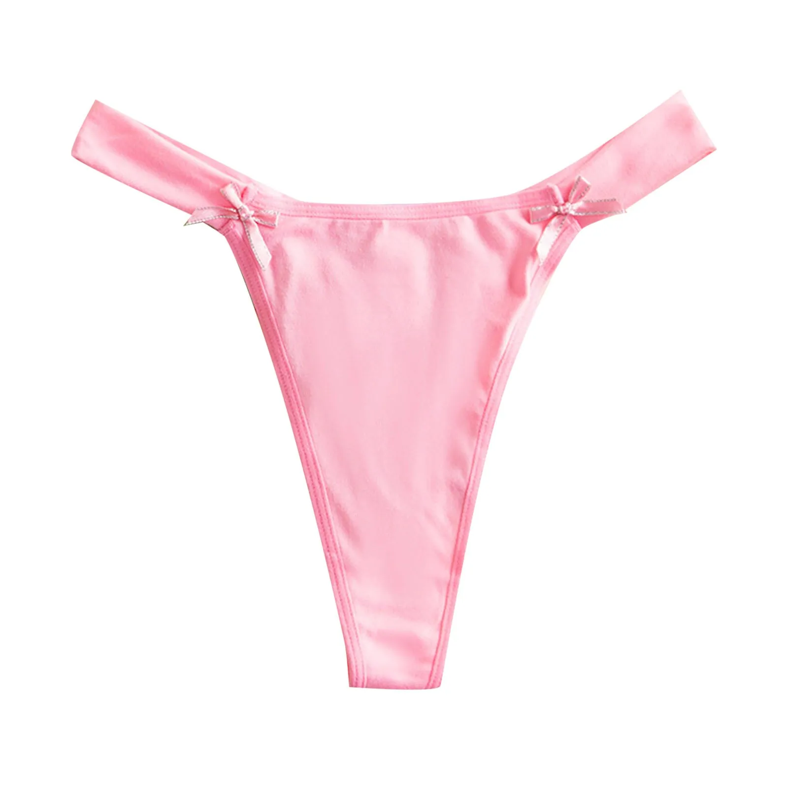 

Sexy Panties Ladies Sexy Micro Stretch Low Waisted Thong Small Double Bow Comfortable Cotton Crotch Solid Colour Women's Panties