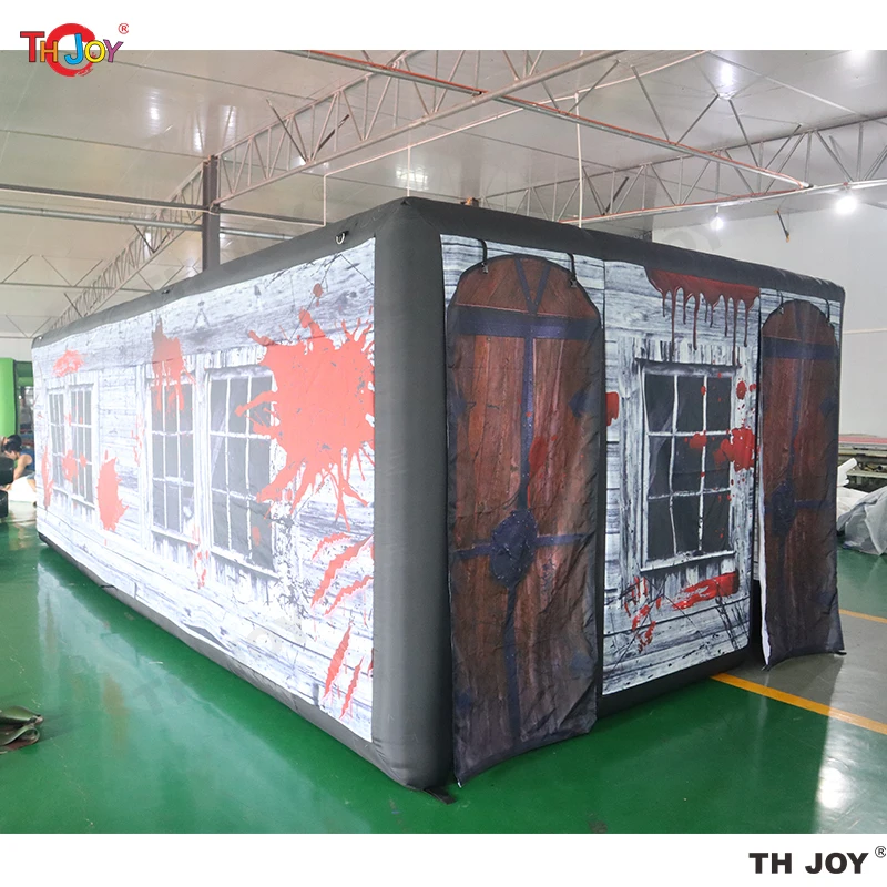 Fast Air Ship 6x4m Custom Made Inflatable Halloween Haunted House Maze Blow Up Air Labyrinth Maze Challenge Game with Blower 4