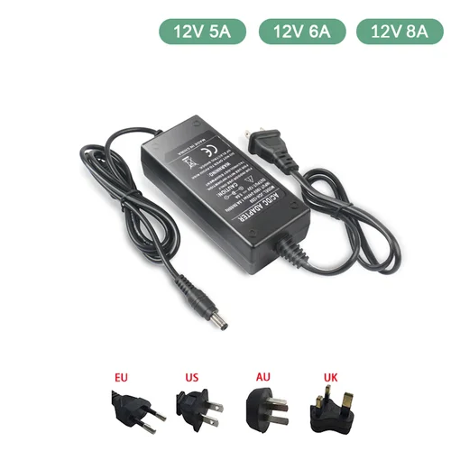 LED 전원 공급 장치, DC 12 V 전원 어댑터, 조명 변압기, LED 드라이버 어댑터, LED 스트립 조명용, 1A, 2A, 3A, 5A, 6A, 8A 5