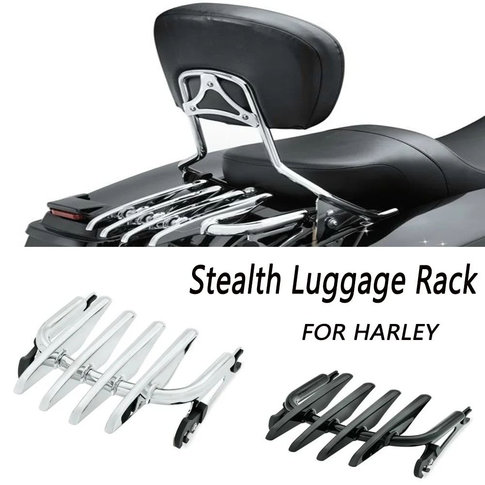 

Chrome/BLACK Stealth Luggage Rack For Touring Street Glide Road King 09-16 Parts