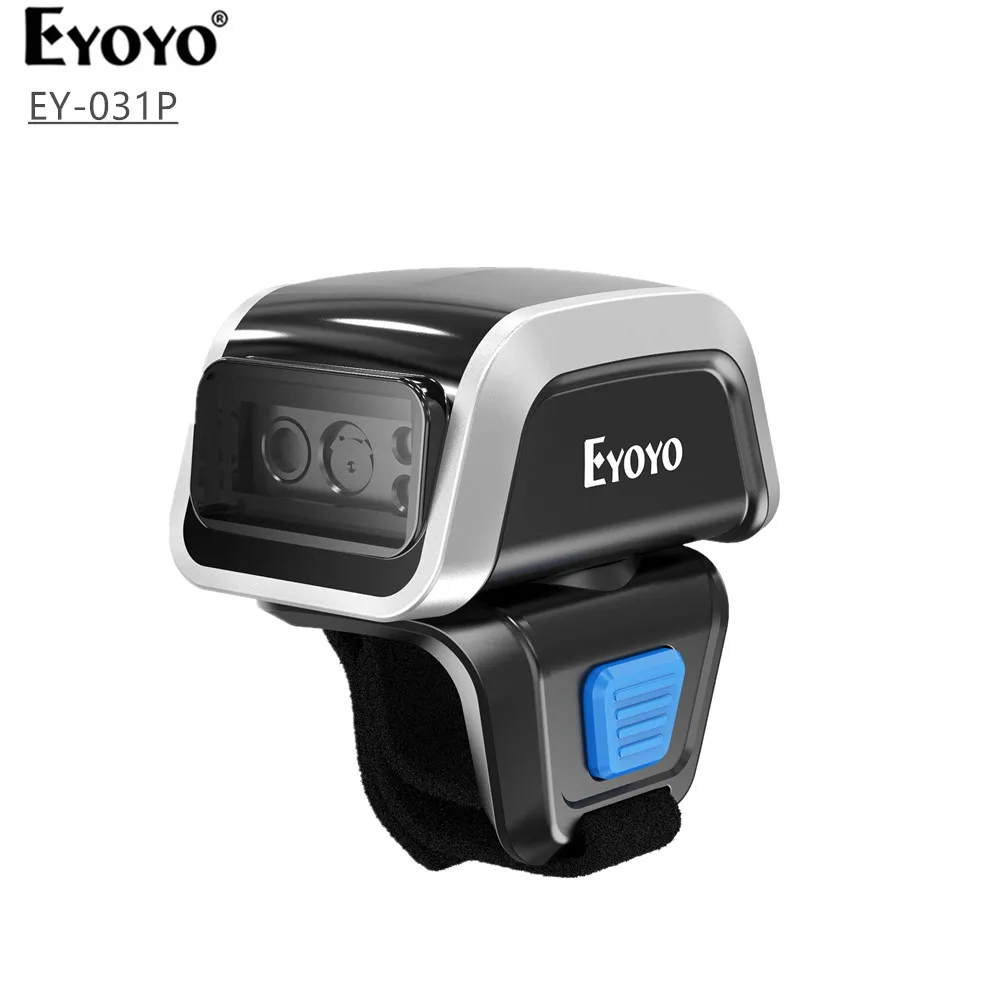 Eyoyo 2D 웨어러블 링 바코드 스캐너, 미니 휴대용 3-in-1 USB 유선 2.4G 무선 블루투스 핑거 스캐너, 1D QR 코드 리더