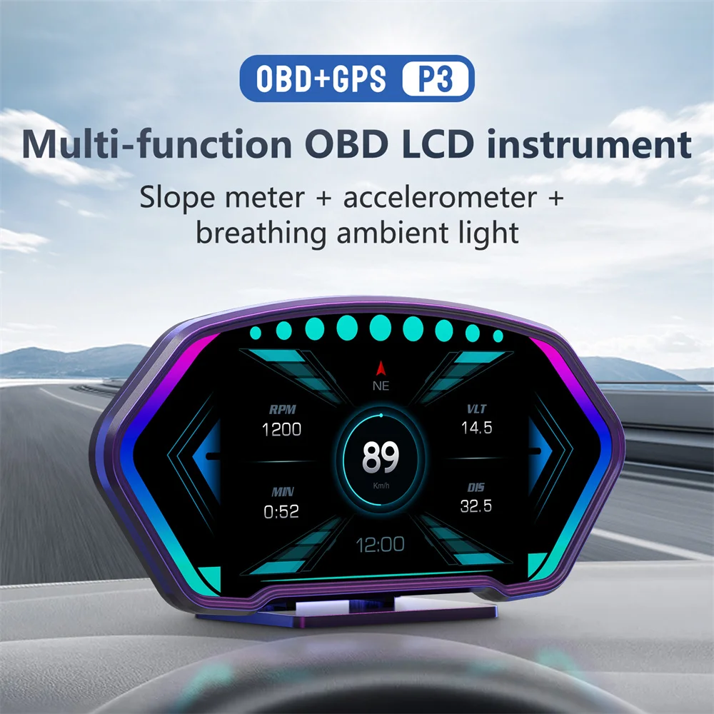 HUD Digital Car Odometer, Head up Display, Tachometer Projected on