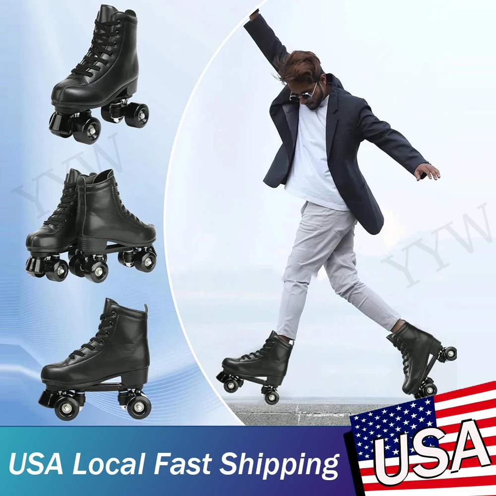 Outdoor Skating Sport Shoes PU Leather Roller Skates Skating