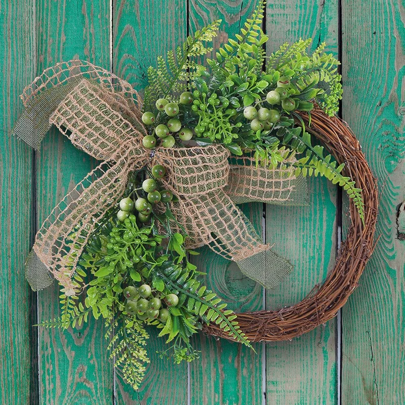 LOMOHOO Ghirlanda di foglie di eucalipto per porta d'ingresso, 45,7 cm, con cartello di benvenuto, ornamento per festival, decorazione per la casa, decorazione primaverile ed estiva per la finestra di
