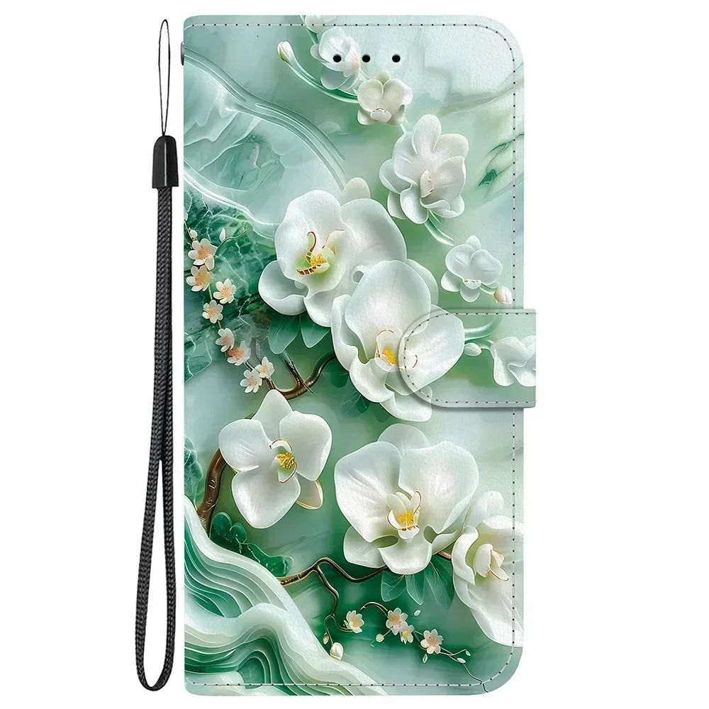 Elegant Butterfly Flower Pattern Leather Wallet Flip Case Phone Cover