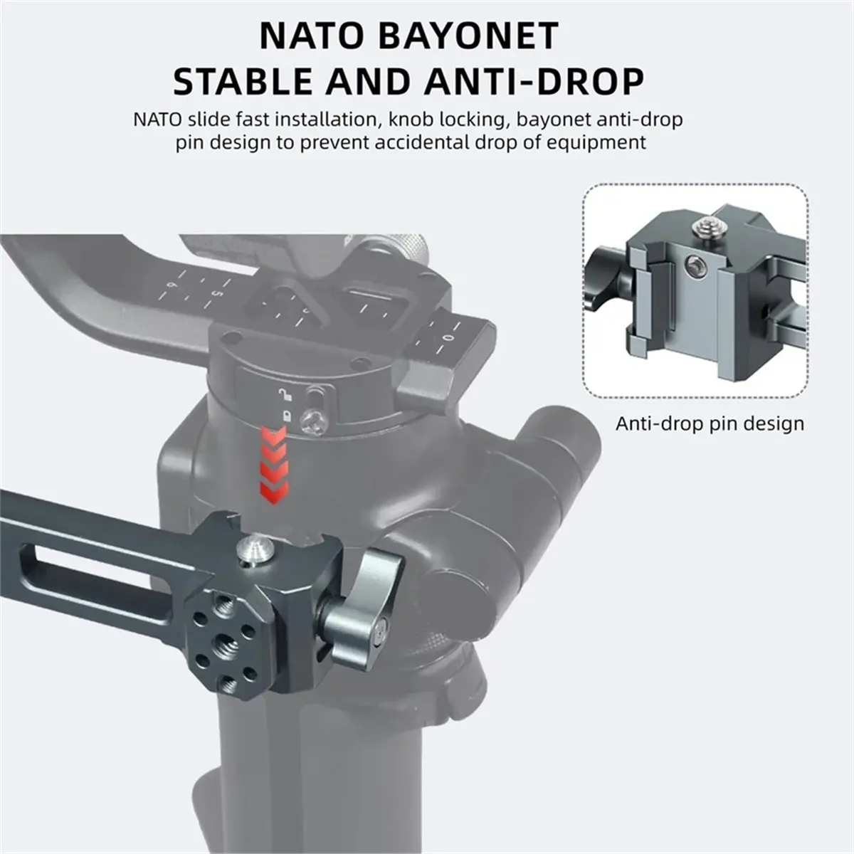 N05R QYA1 짐벌 슬링 핸드그립 + DJI RS2/RSC2/RS3/RS3 Mini/RS3 PRO/RS4/RS4 PRO 스태빌라이저용 NATO 확장 부품 키트