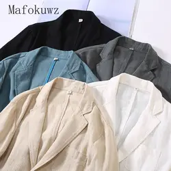 Spring Autumn Cotton Linen Suit Jackets Fashion Men's Loose Casual High Street Personalized Jacket Men Blazers Male Clothes