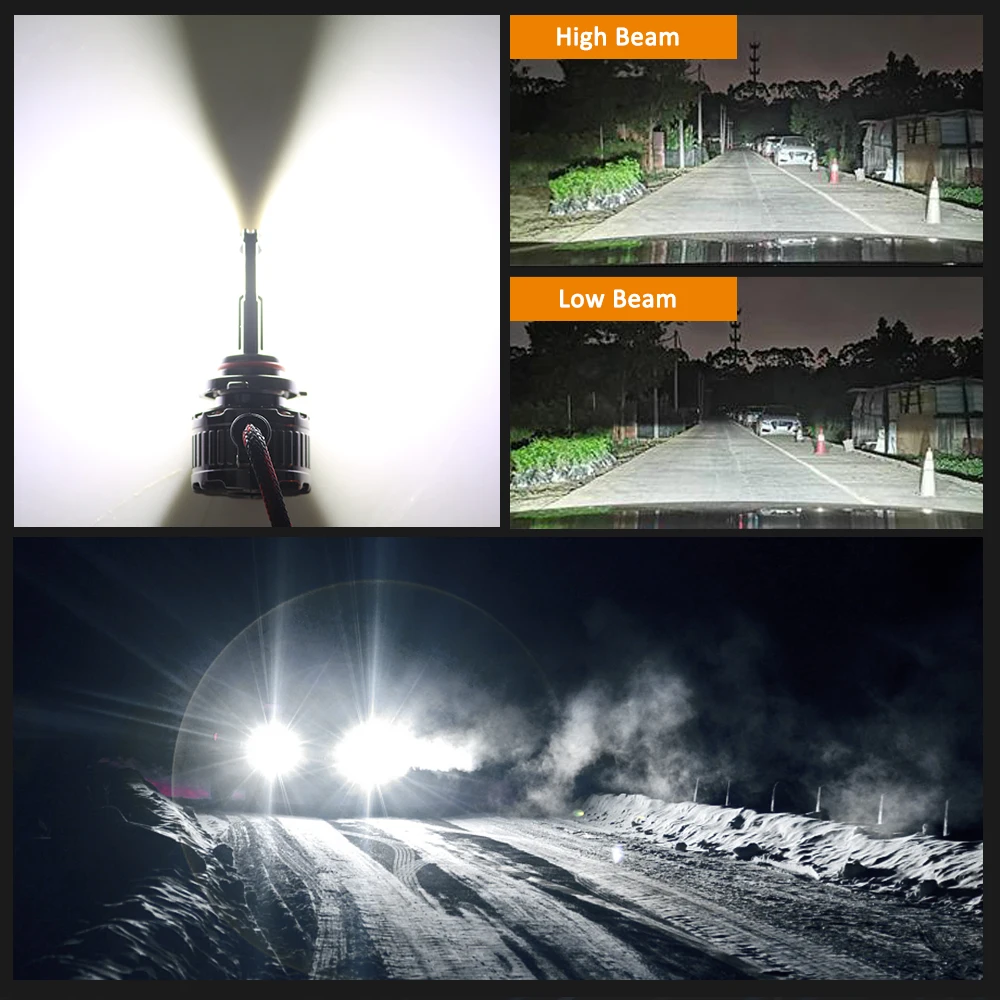 H11 H7 Canbus Turbo LED Headlight Bulbs 200W 30000LM H4 H1 HB3 HB4 HIR2 9005 9006 auto fog light 6000K K5C F5C 5570 HLXG Led Car Lights Led Lights Led Bulbs Led Headlights Led Car Headlights Car Headlamps