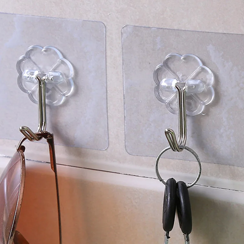 

10 шт./упак. прозрачный крючок для подвешивания, многофункциональные самоклеящиеся дверные настенные вешалки, водонепроницаемый ПВХ/Железный кухонный аксессуар для ванной комнаты