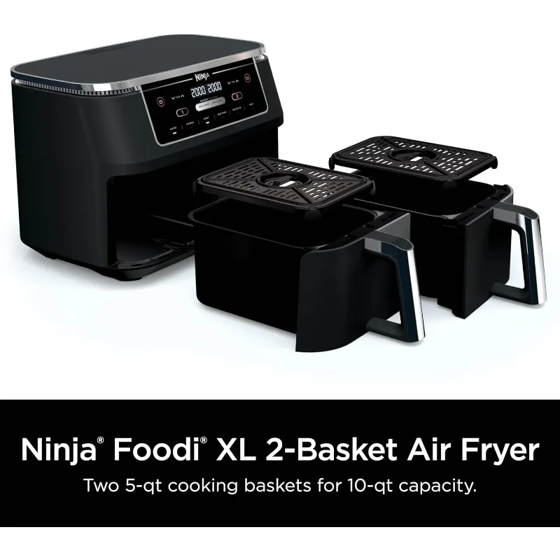 Ninja Air Fryer, Roast, Bake, Crisps, Broil, Reheats, Keep Warm, 10-in-1, Fries, Frozen Food, Veggies, Meat, 10 QT, Black, DZ302 2