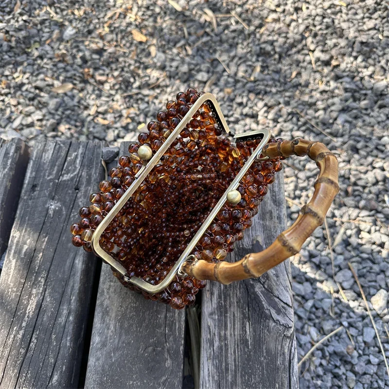 High Quality Luxury Chain Crossbody Bag 2025 New Woven Crystal Bead Flip Cover Fashion Banquet Women's Handbag Customization