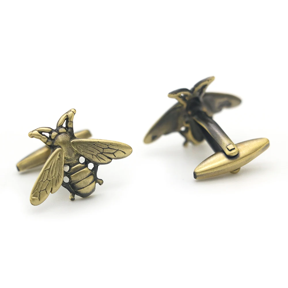 Gemelli vintage da uomo Gemelli classici color bronzo rame di qualità con design ape all'ingrosso e al dettaglio - immagine 2