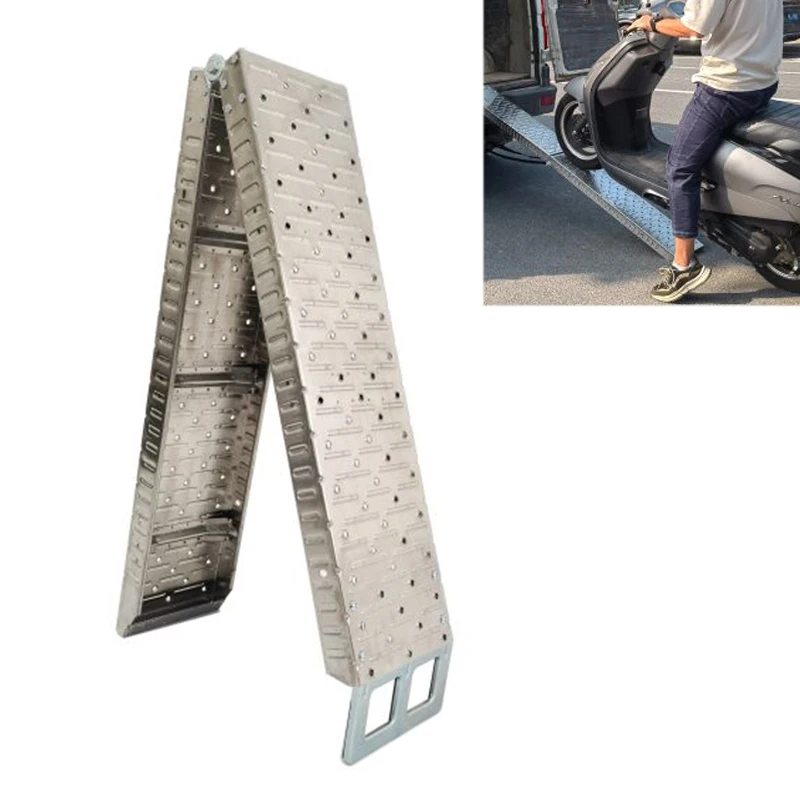 1PC ATV Loading Ramps Aluminum Ladder 750 lbs Capacity Scrambling Pickup Trucks Folding Ramps For Lawn Mower Trailer Motorcycle