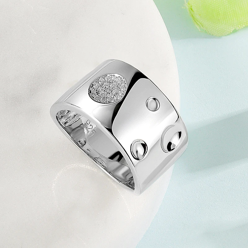 Silver Zircon Wide Ring