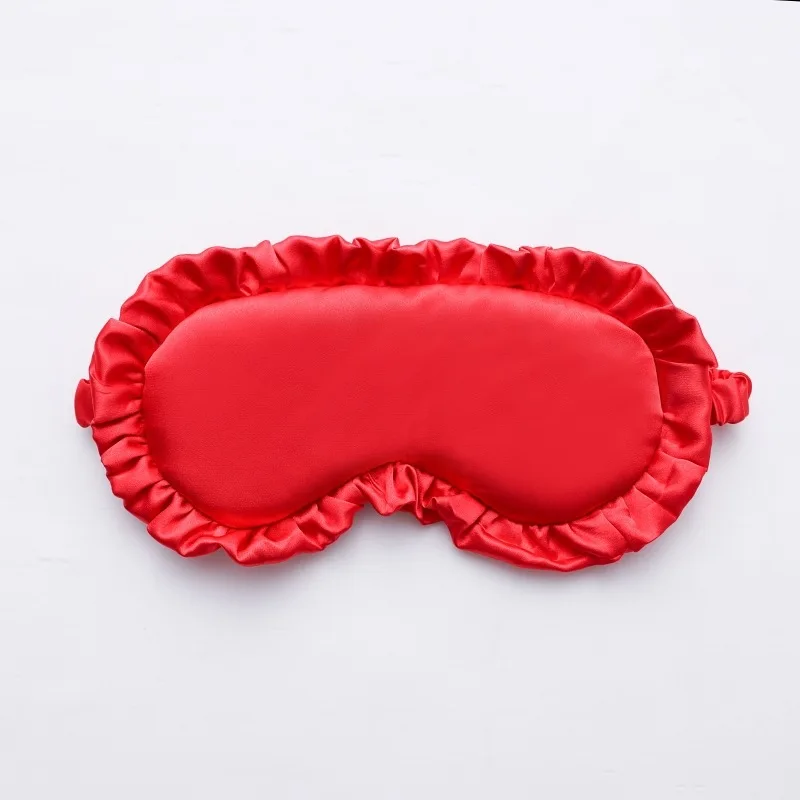 Silk Ruffle Sleep Eye Mask Soft Sleeping Eye Covers Multicolor Night Dream Black