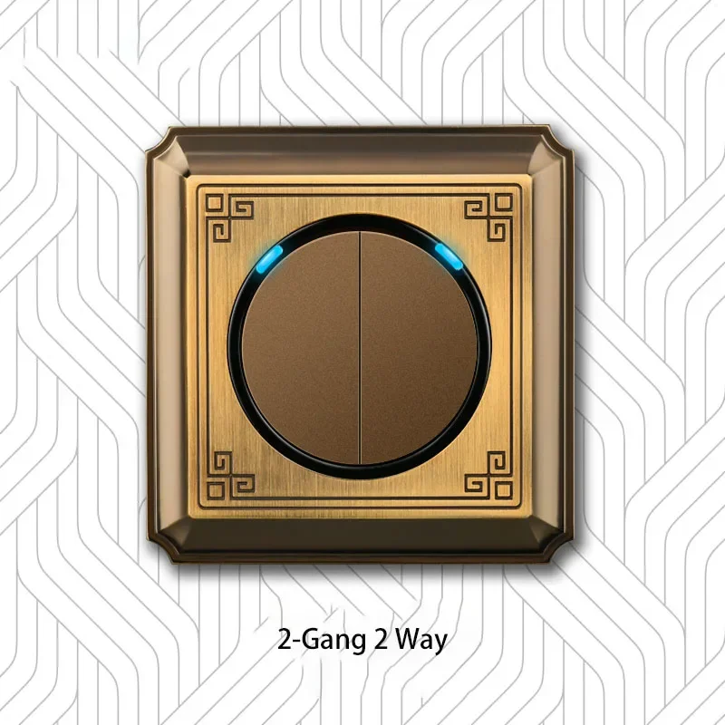cor de bronze retro gang interruptor botao vias liga aluminio escovado painel luz parede interruptor escondido 02