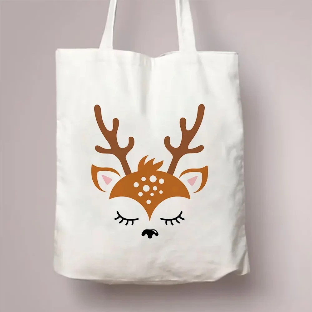 

Lovely Snowman Elk Deer Pattern Shoulder Bags Merry Christmas Tote Bag Reusable Santa Claus Printed Shopping Bags Gift