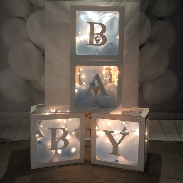 Cajas De Bebé Con Letras Para Baby Shower, 4 Cajas De Globo Transparente  Con Letras Para Revelación De Género, Decoraciones De Cumpleaños, Boda, Baby  Shower, Moda de Mujer