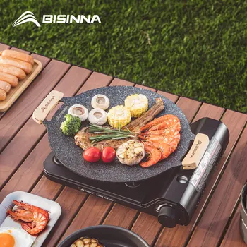 BISINNA 30CM Outdoor BBQ Grill Pan Non Stick Stovetop Baking Tray Korean Roastig Grill Plate Camping Equipment 1