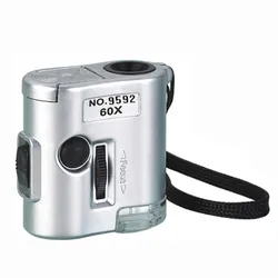 Compact 60X Illuminated Jewelry & Insect Magnifier with UV Light and LED (Silver)