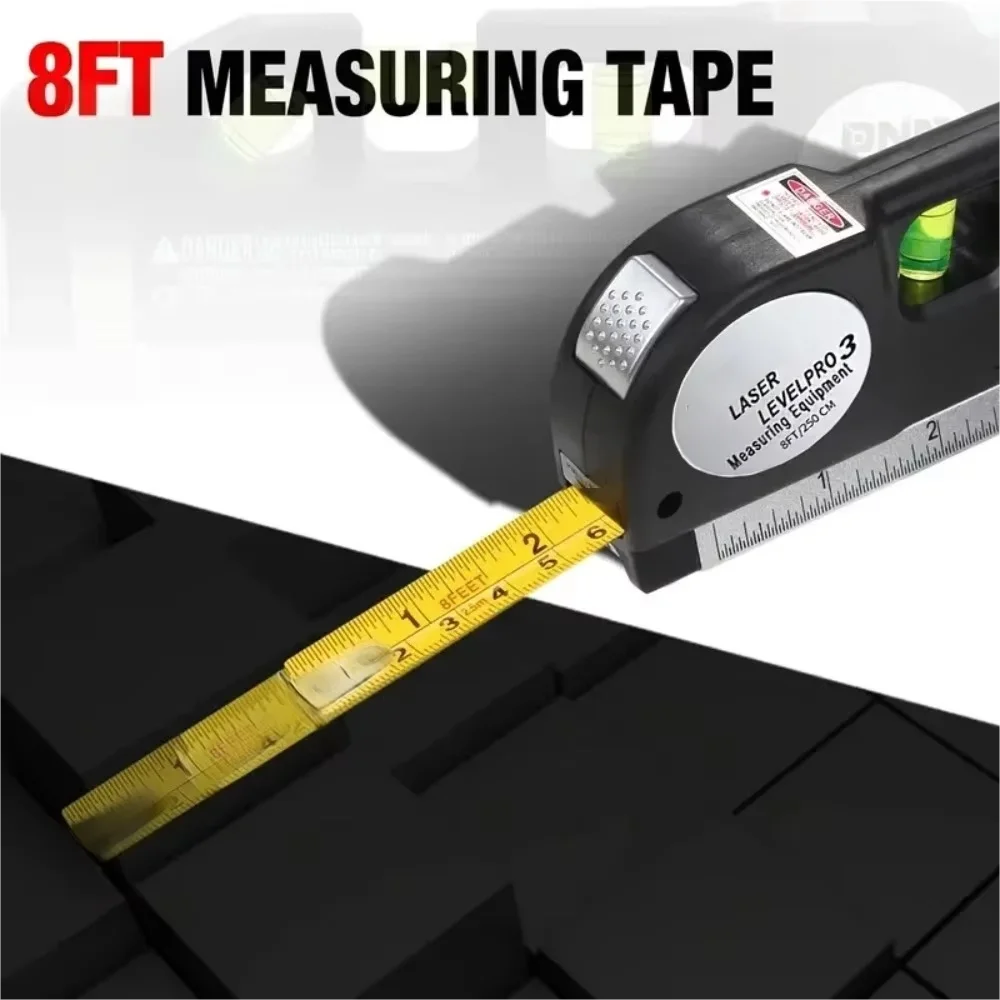 Laser Level Line Tool Multipurpose Laser Level Kit Standard Cross Line Lase 8 Feet Measure Tape Ruler Metal Tripod Stand laser level