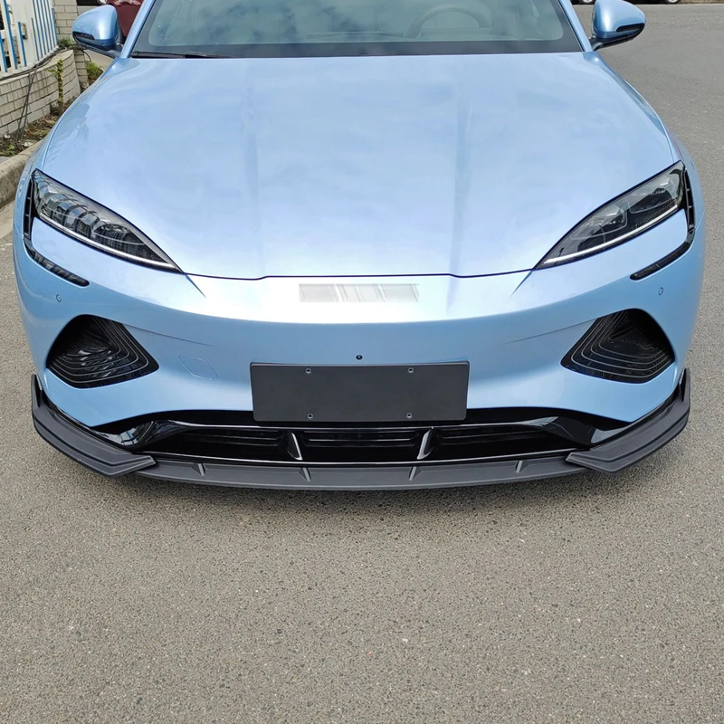 Front Bumper Lip for BYD Seal EV Air Splitter Car Body Kit Spoiler 2022 2023 2024 Black Skirts Accessories